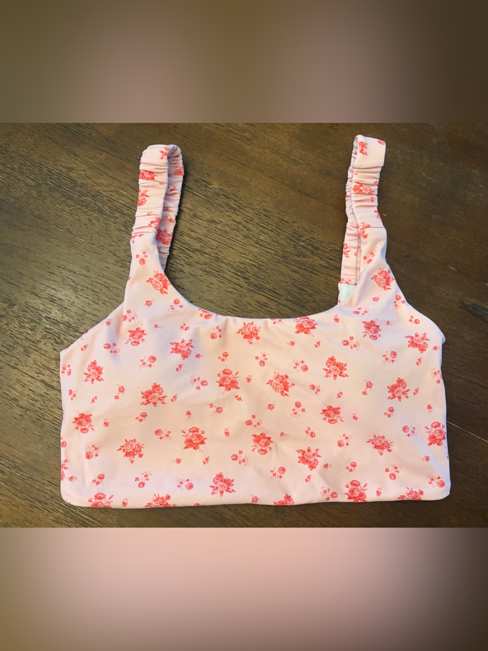 ALtarβD State Pink Floral Ruched-Strap Sports Bra